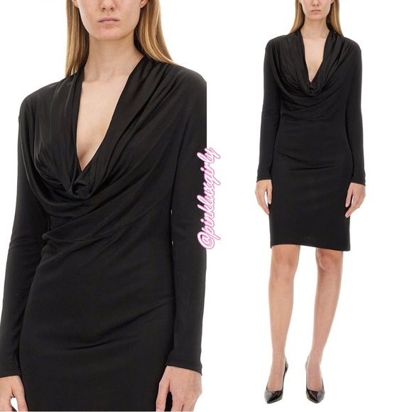 $560 HELMUT LANG COWL NECK DRESS 🖤 MEDIUM-LARGE - Picture 1 of 4